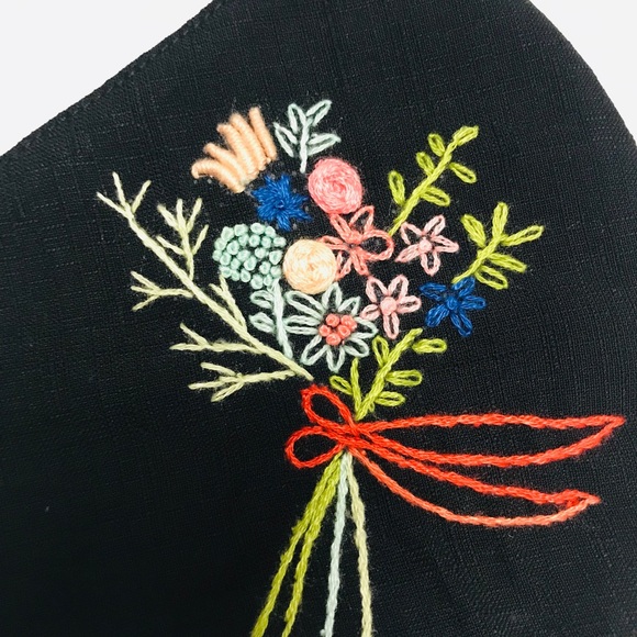 Hand Embroidered Face Mask Mask with Filter Pocket - Picture 4 of 8